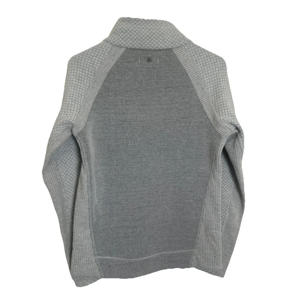 Prana Brandie Fleece Lined Wool Snap Collar Pullover Sweater Gray & Bone Woman M